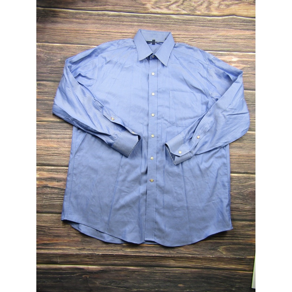 Tommy Hilfiger Mens Size‎ 16 32-33 Blue Button Down Long Sleeve Dress Shirt